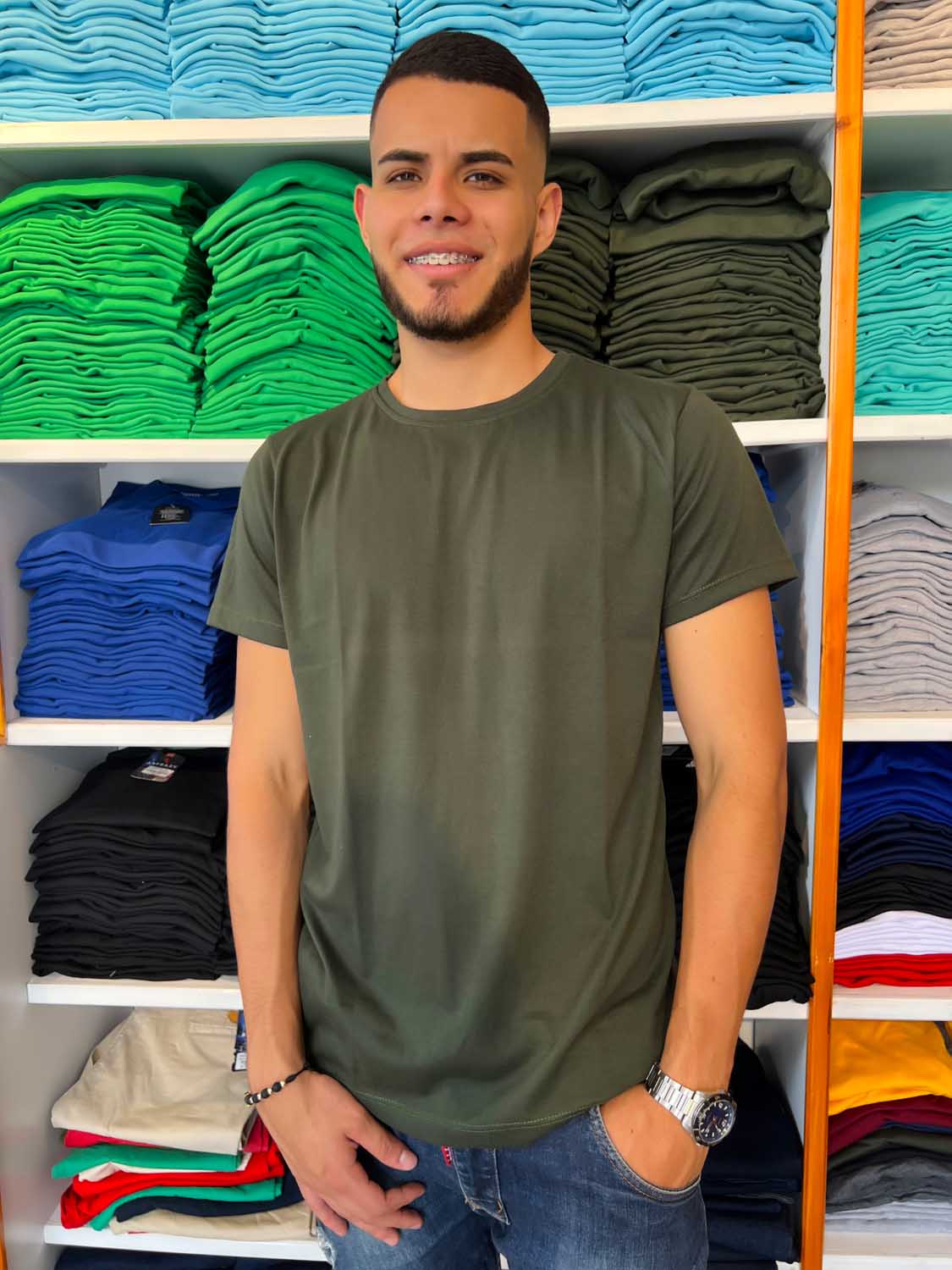 Camiseta algodón licrada Ref 2060090 Verde Militar