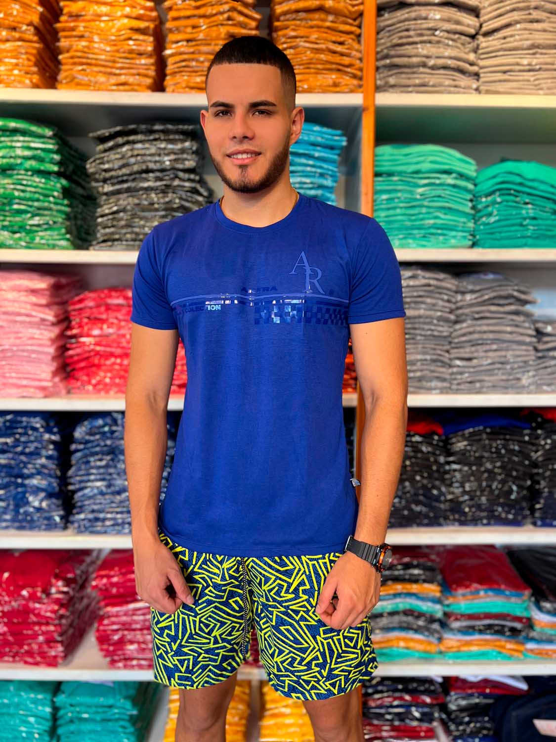 Camiseta estampada hombre 9030 Azul Rey