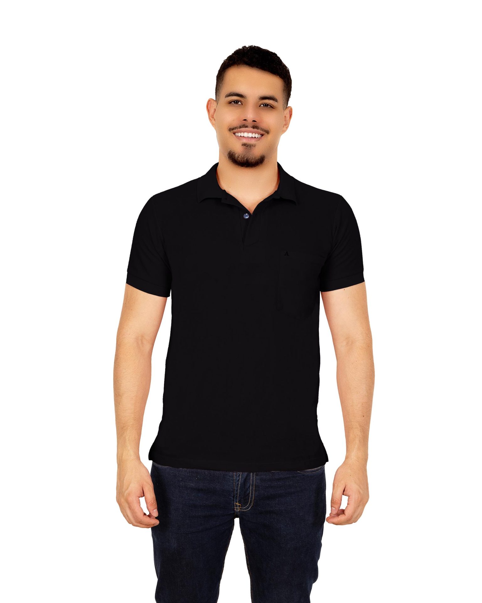 Polo Clásica Bolsillo Negra