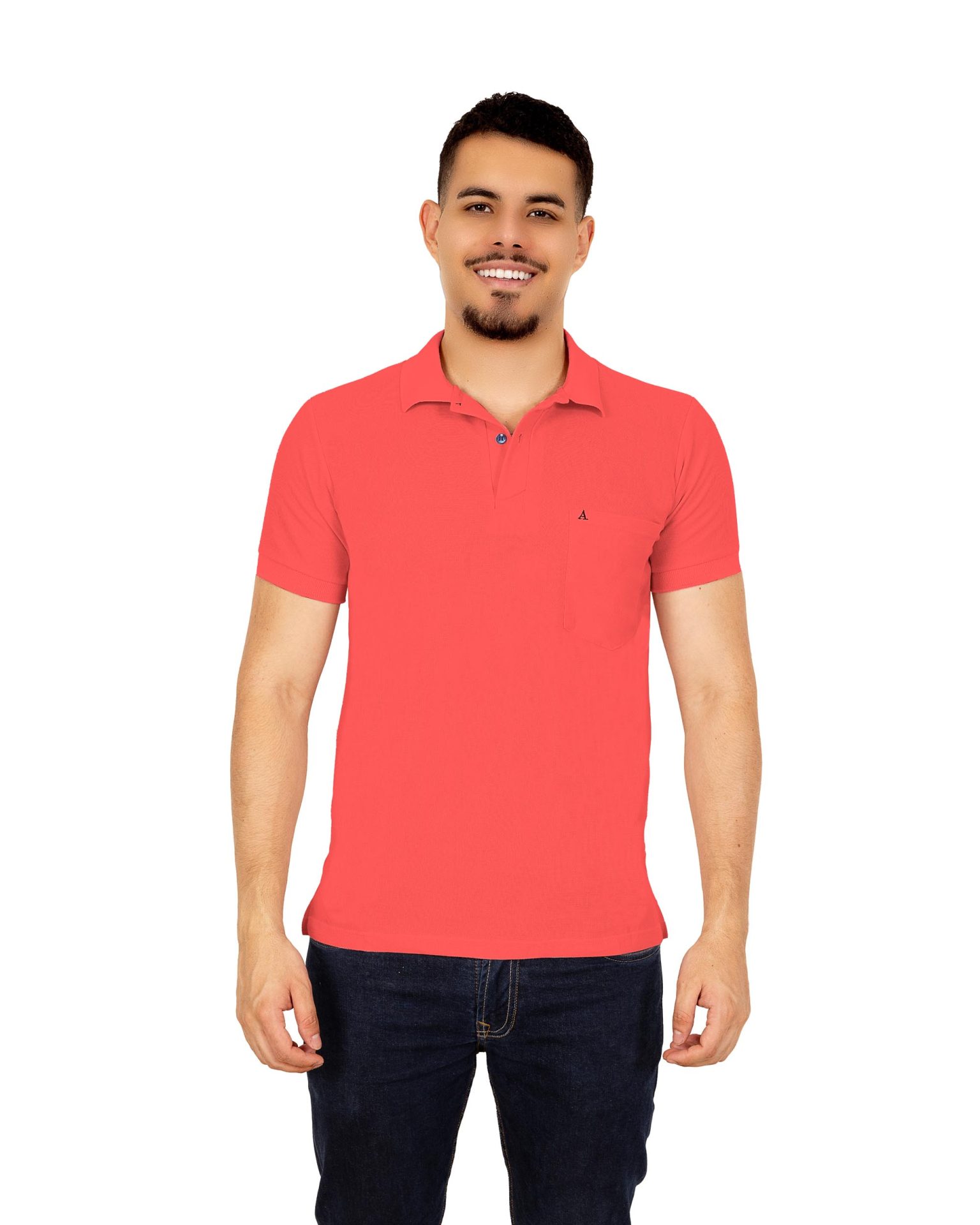 Polo Clásica Bolsillo Salmon