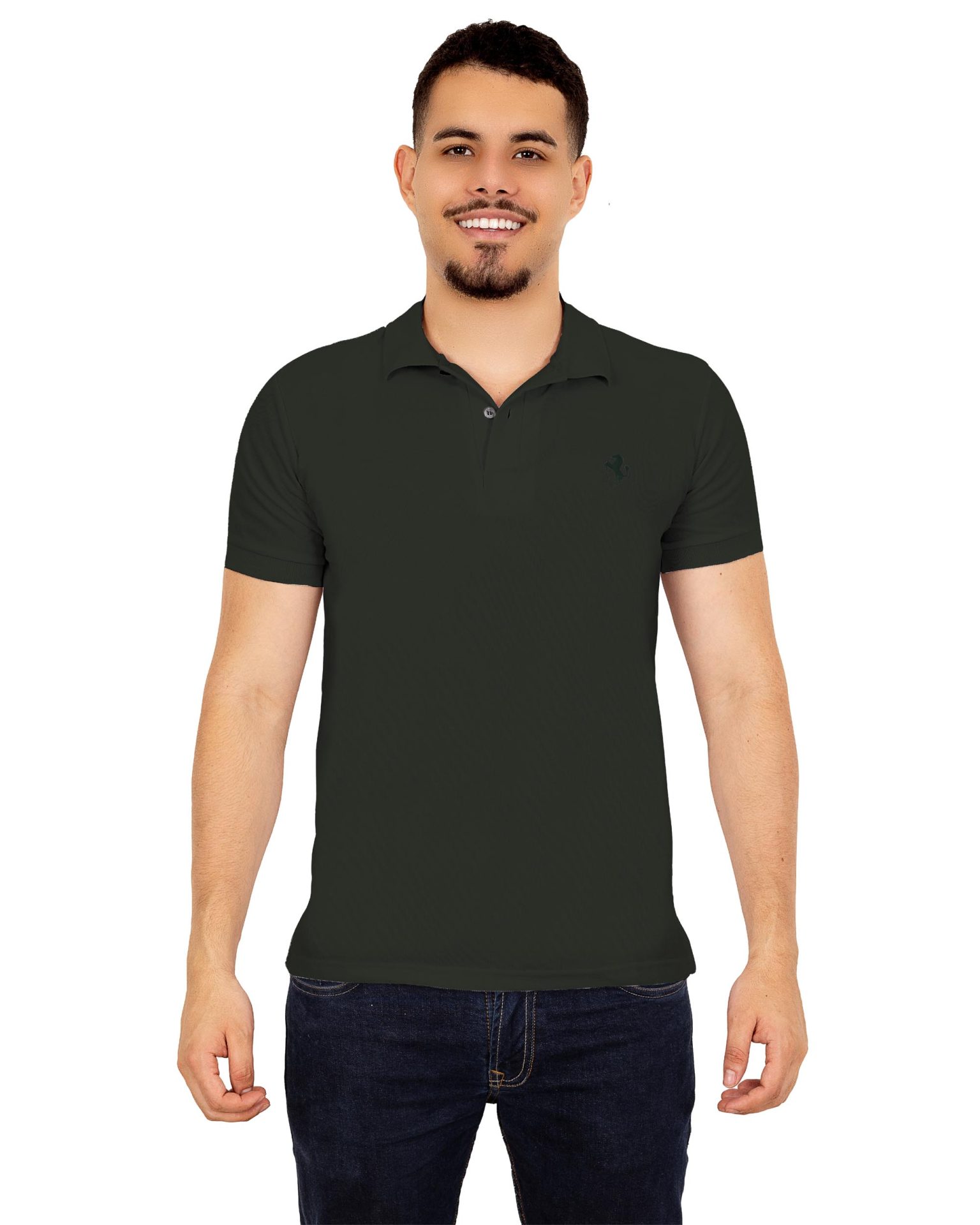 Polo Clásica Bordada Verde Militar