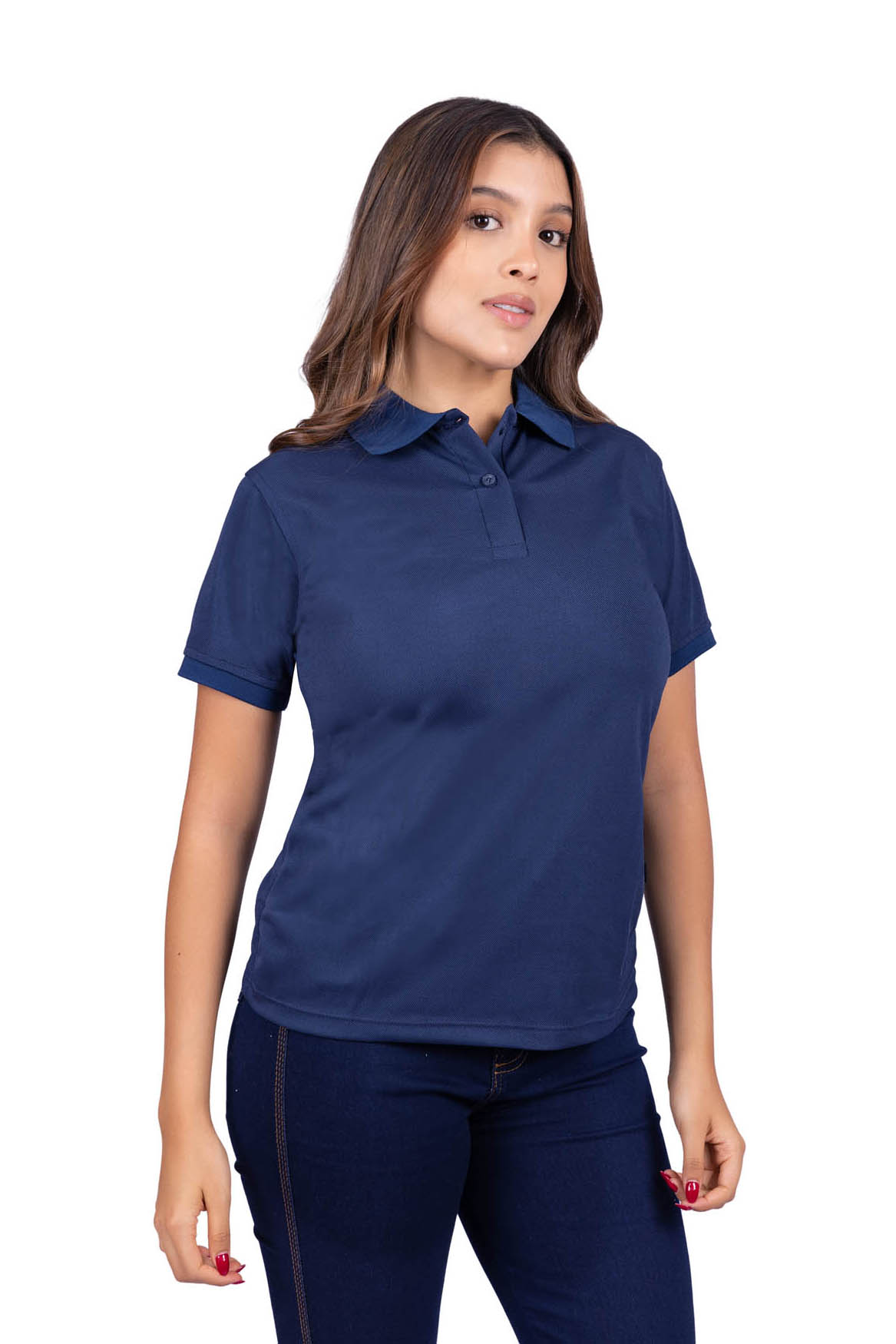 Camiseta polo microfibra azul oscuro 206